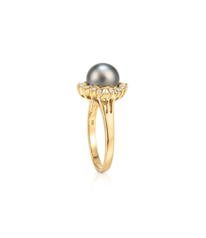 18kt Estate Tahitian Pearl Diamond Ring