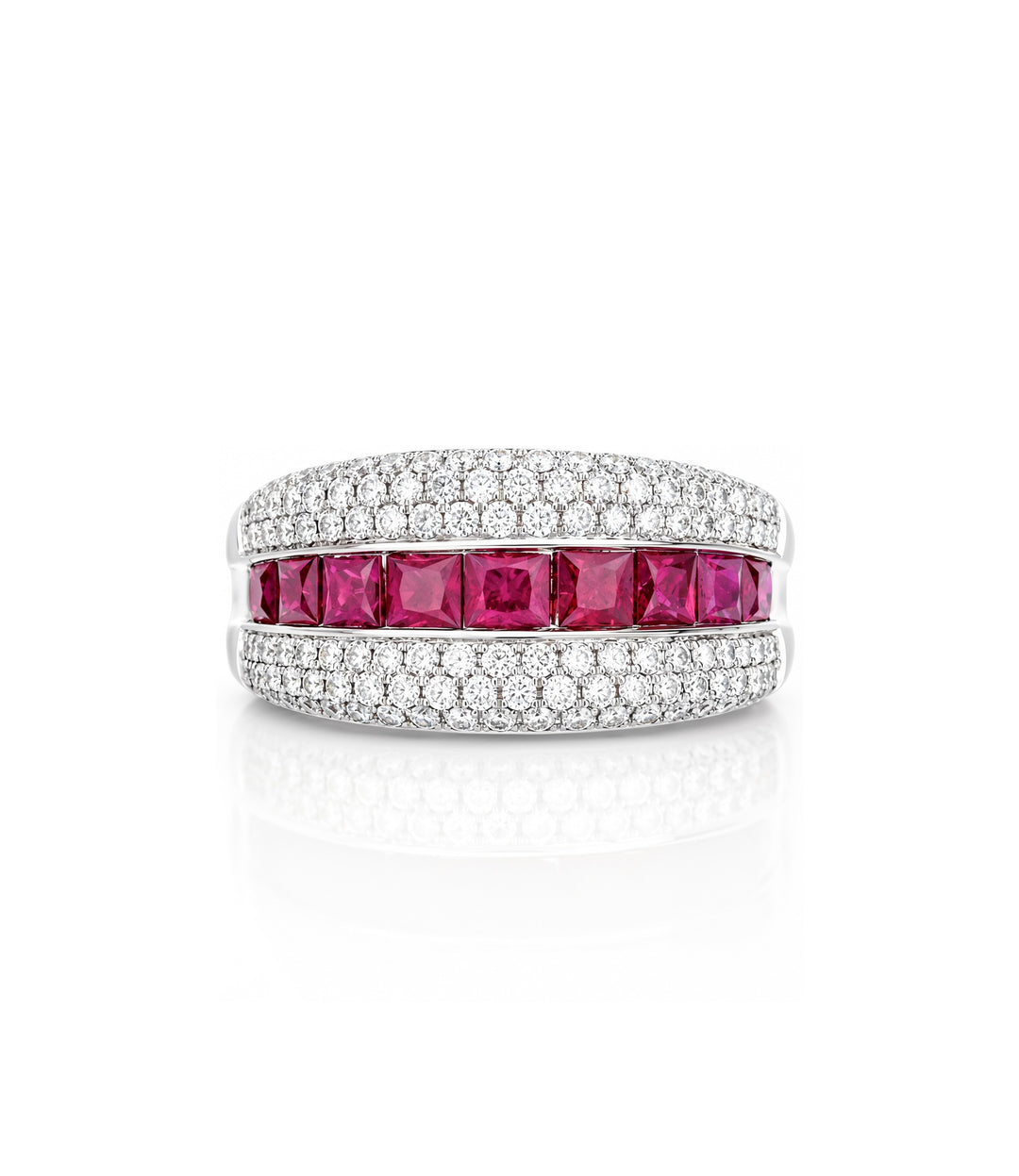 18kt Estate White Gold Ruby Diamond Ring
