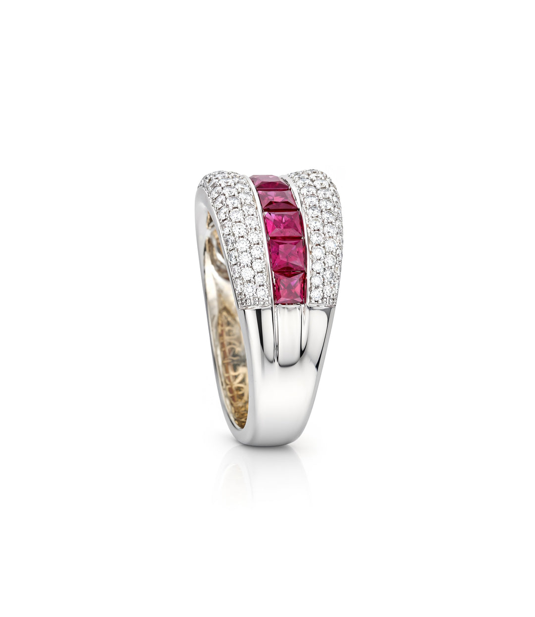 18kt Estate White Gold Ruby Diamond Ring