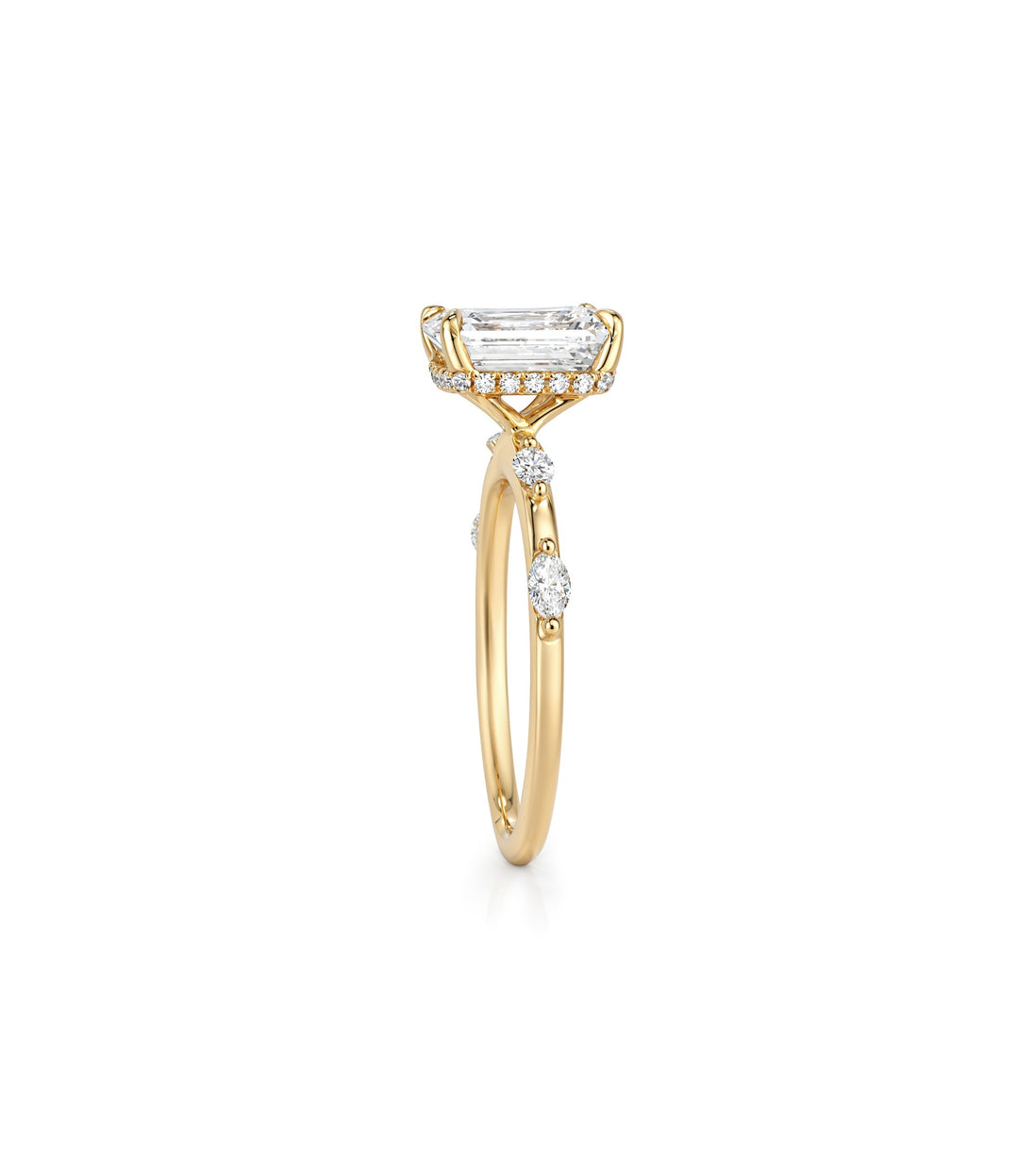 18kt Lab Grown Emerald Cut Diamond Ring