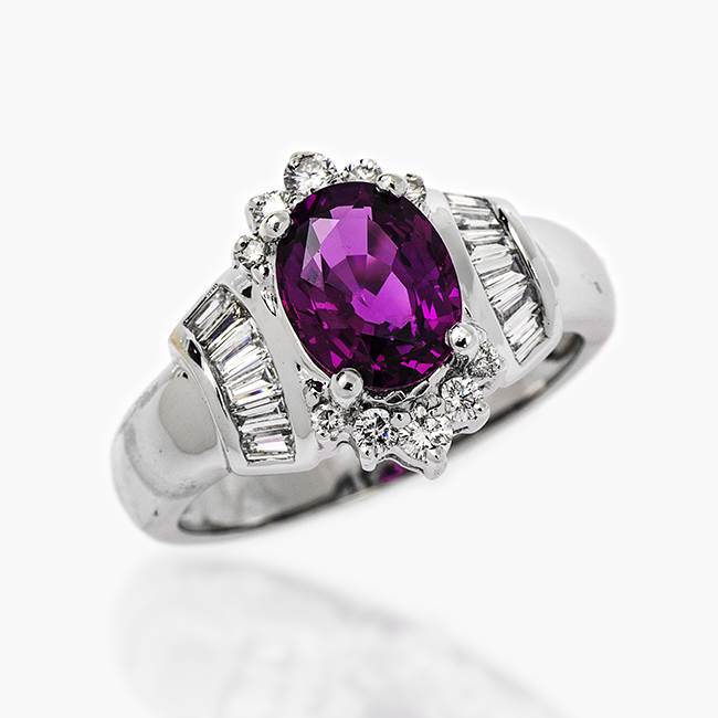 18kt Pink Sapphire Diamond Ring
