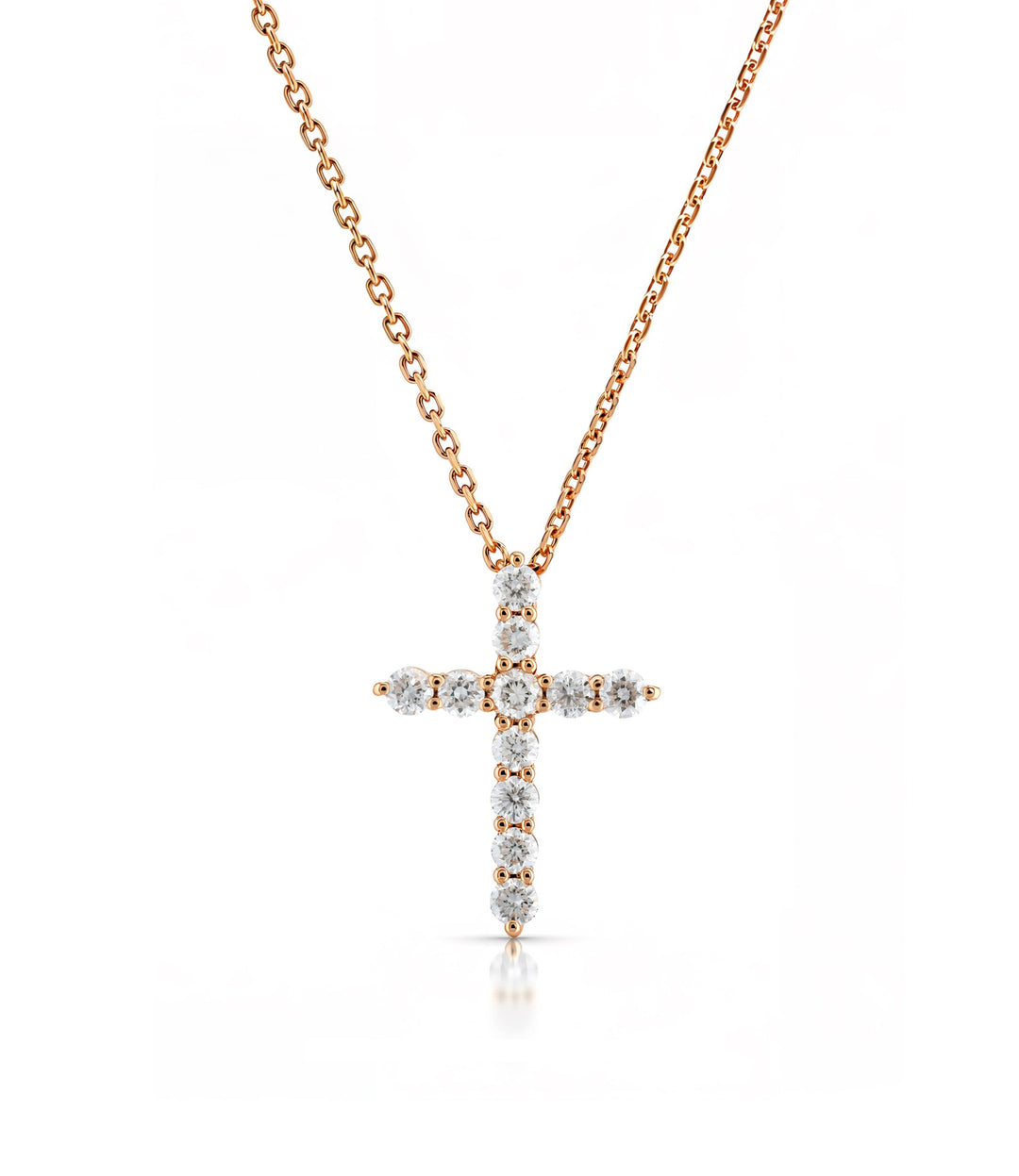 18kt Rose Gold Diamond Cross
