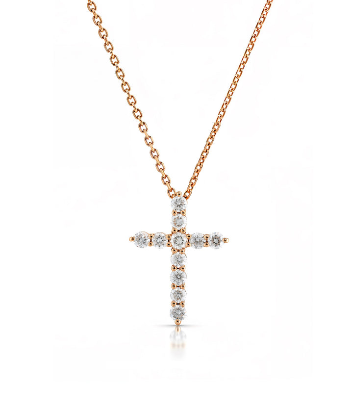 18kt Rose Gold Diamond Cross