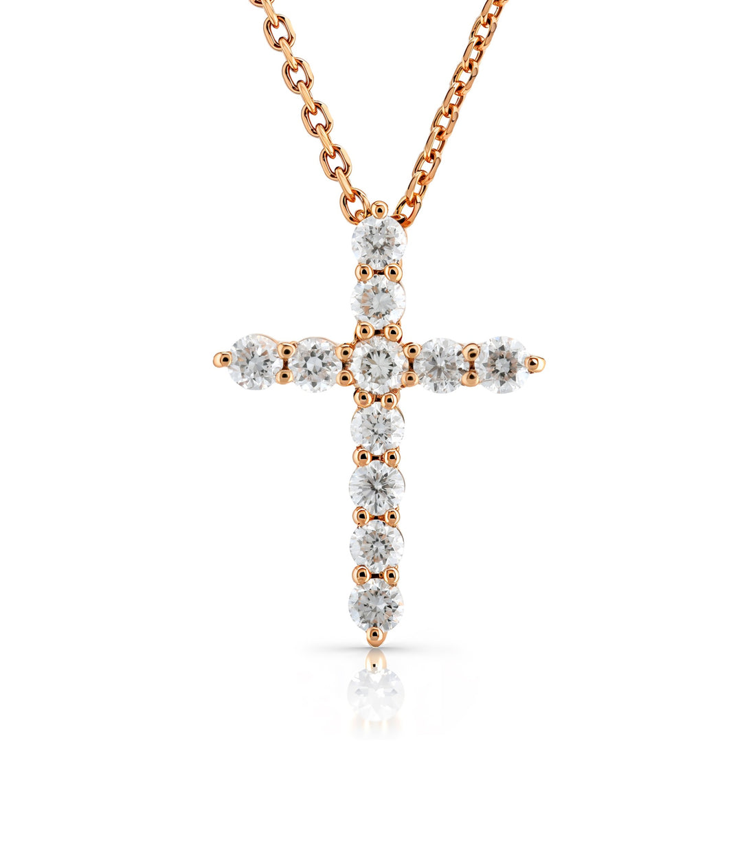18kt Rose Gold Diamond Cross