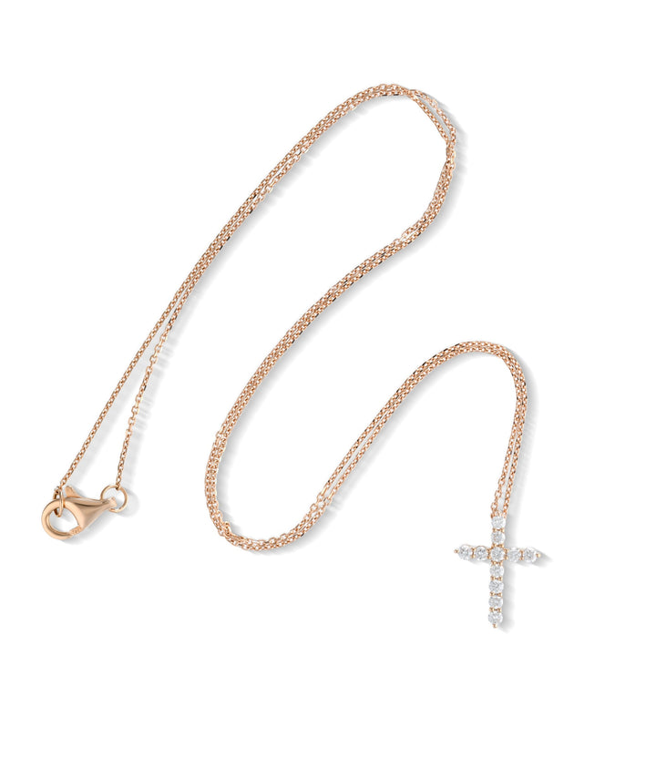 18kt Rose Gold Diamond Cross