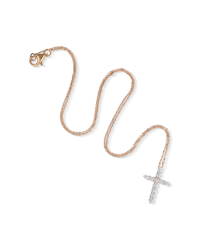 18kt Rose Gold Diamond Cross