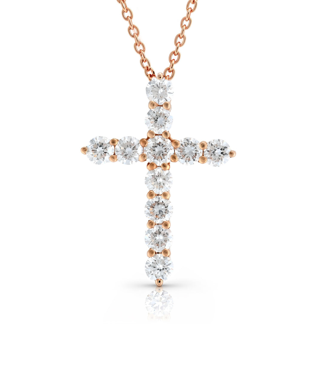 18kt Rose Gold Diamond Cross