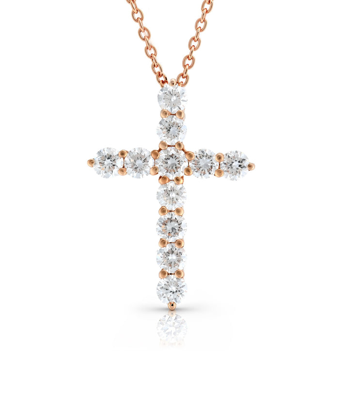 18kt Rose Gold Diamond Cross