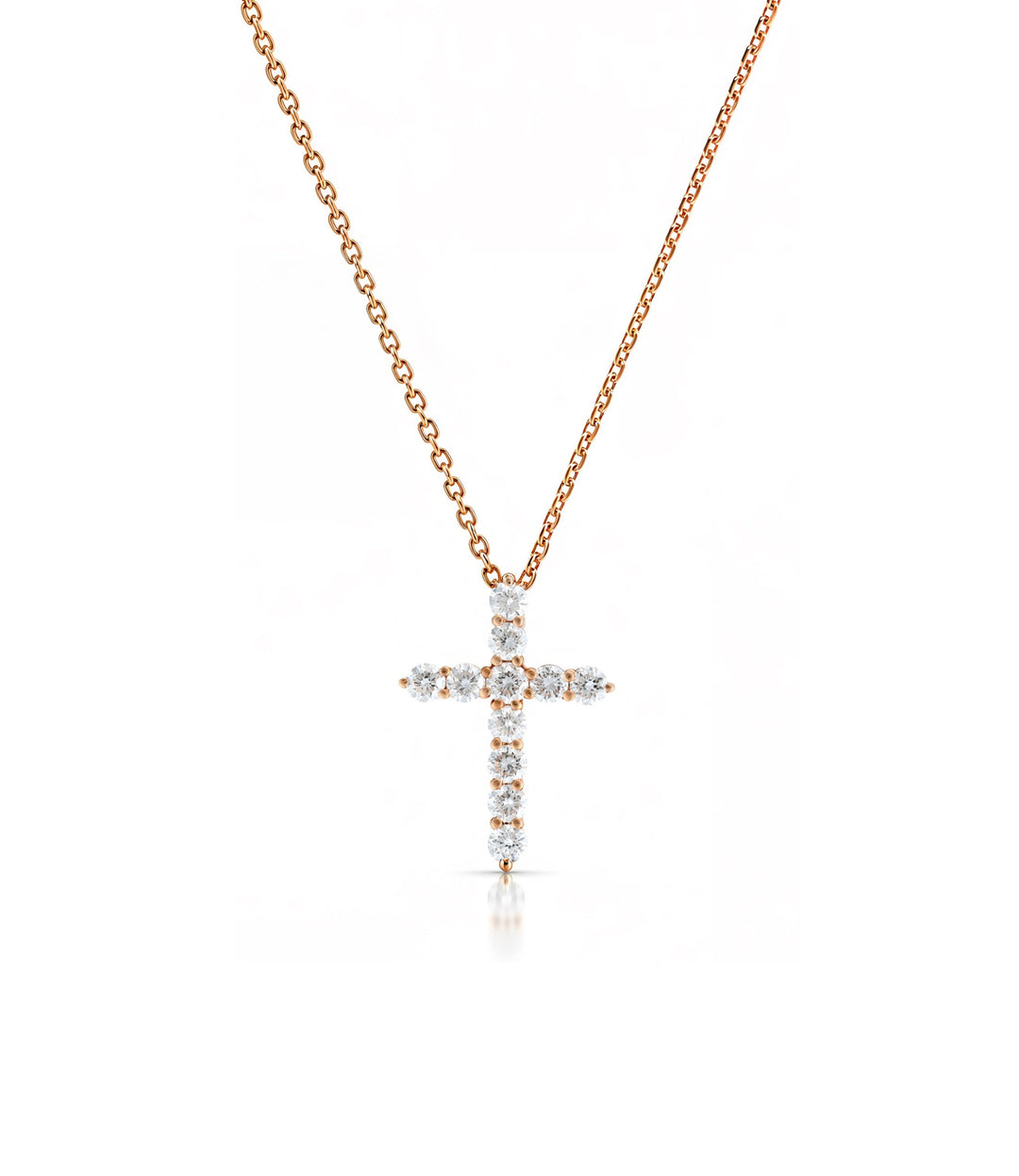 18kt Rose Gold Diamond Cross