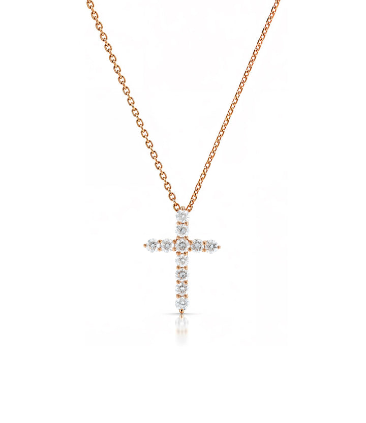 18kt Rose Gold Diamond Cross
