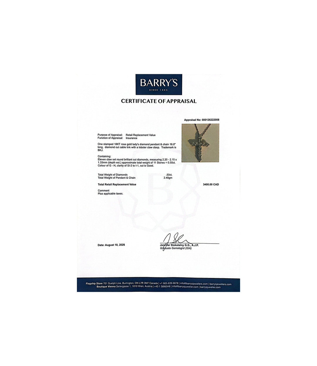 18kt Rose Gold Diamond Cross