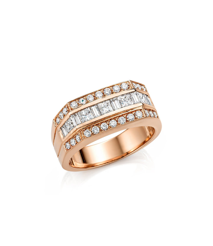 18kt Rose & White Gold Estate Gents Diamond Ring