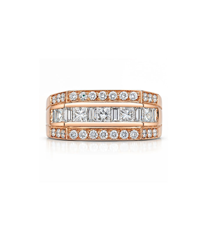 18kt Rose & White Gold Estate Gents Diamond Ring