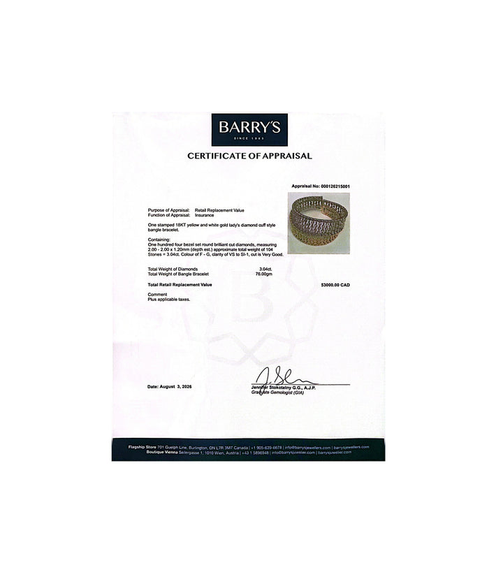18kt Two Tone Estate Diamond Bangle