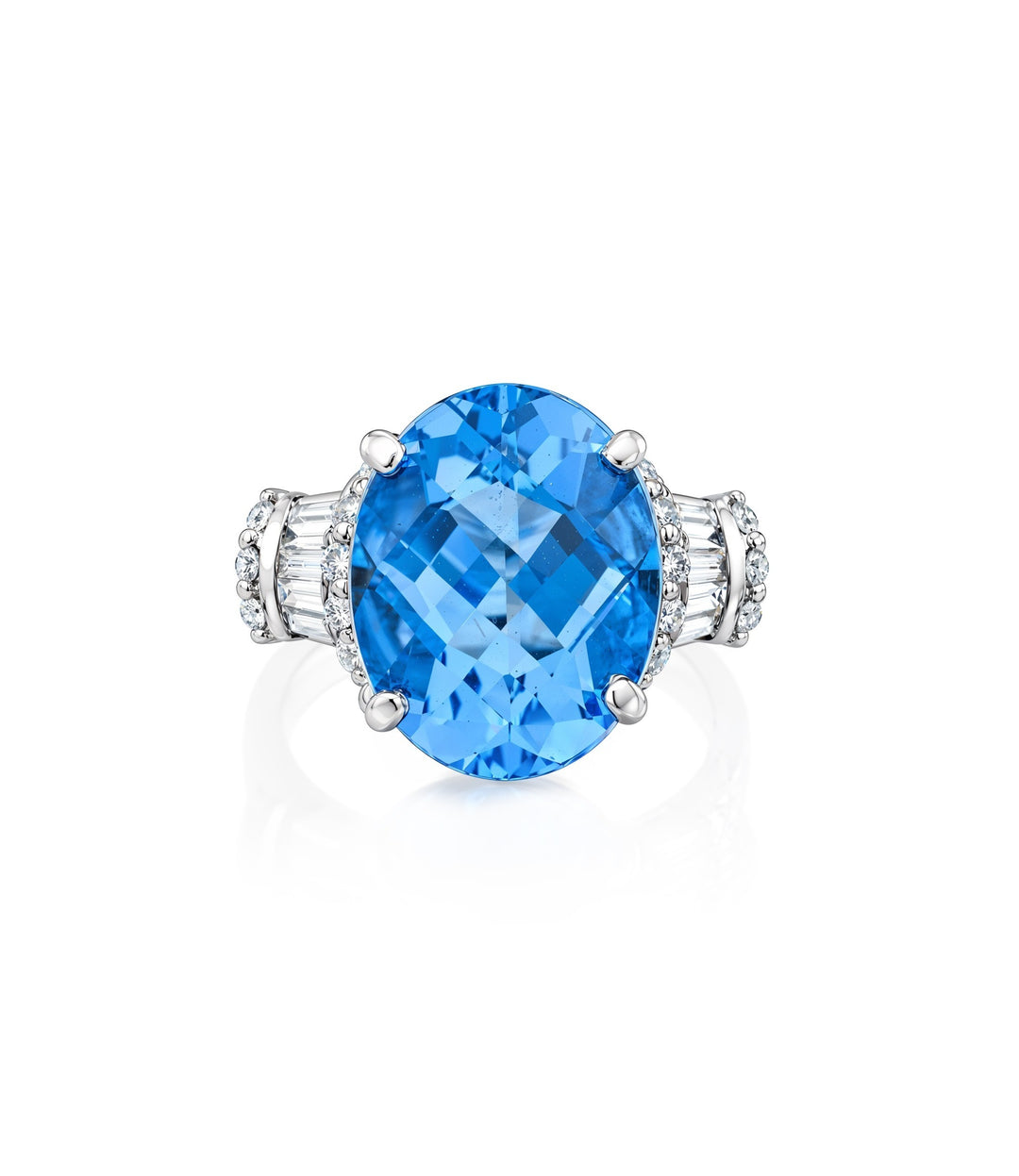 18kt White Gold Blue Topaz Diamond Ring