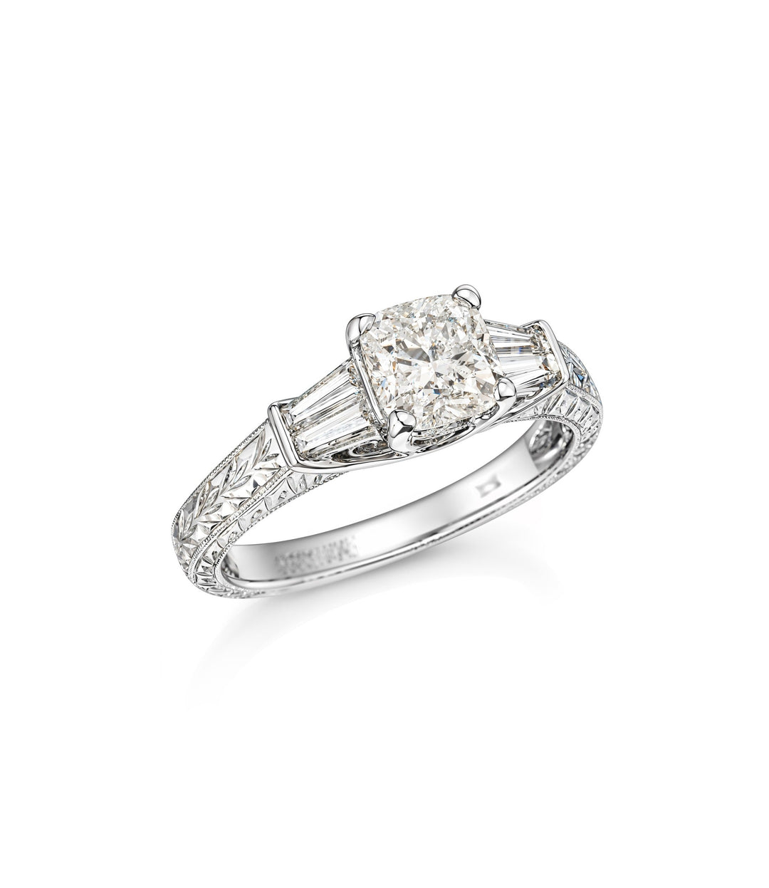18kt White Gold Cushion Cut Diamond Engagement Ring