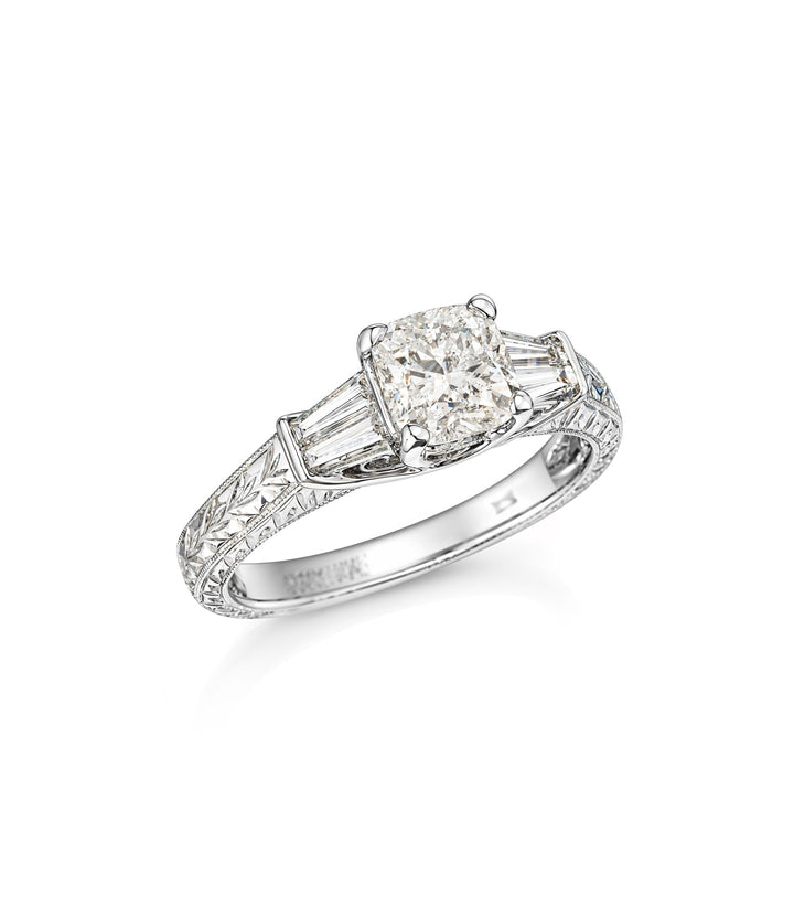 18kt White Gold Cushion Cut Diamond Engagement Ring