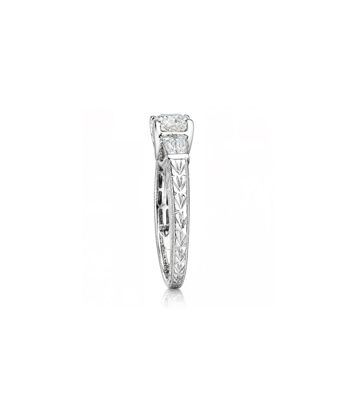 18kt White Gold Cushion Cut Diamond Engagement Ring