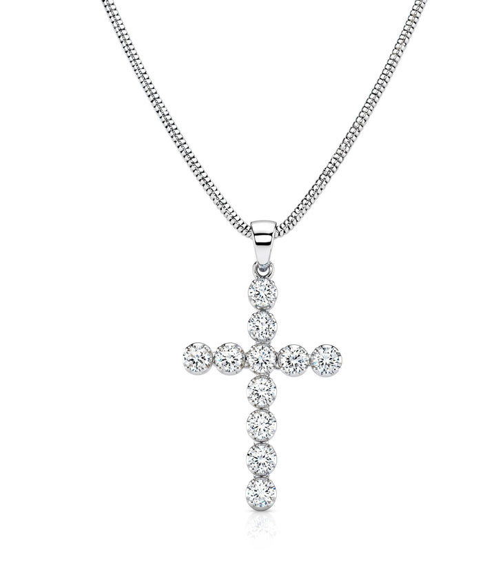 18kt White Gold Estate Diamond Cross