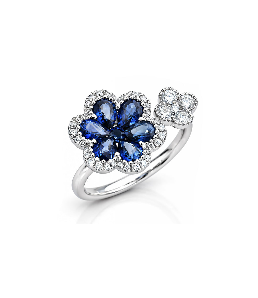 18kt White Gold Estate Sapphire Diamond Ring