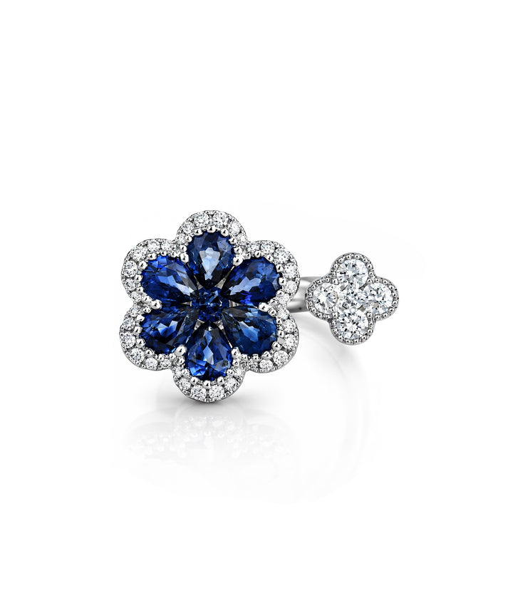 18kt White Gold Estate Sapphire Diamond Ring