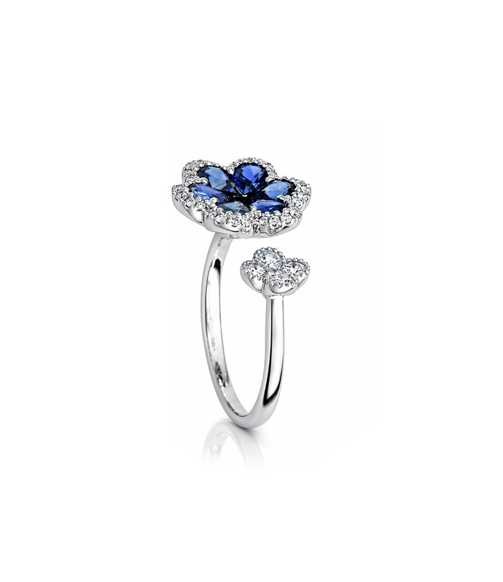 18kt White Gold Estate Sapphire Diamond Ring