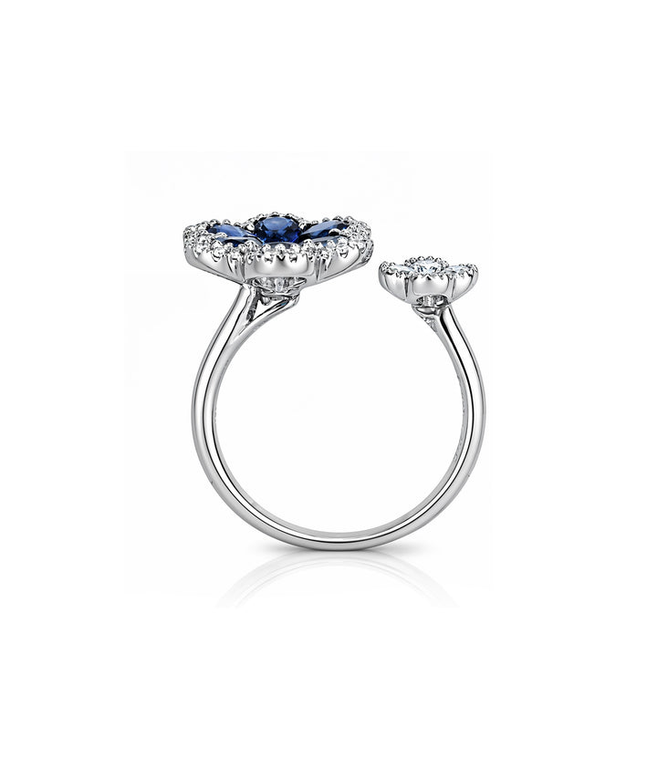 18kt White Gold Estate Sapphire Diamond Ring