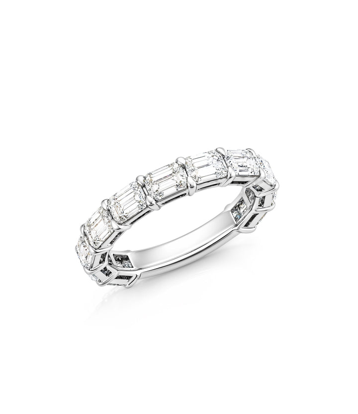 18kt White Gold Lab Grown Emerald Cut Diamond Band