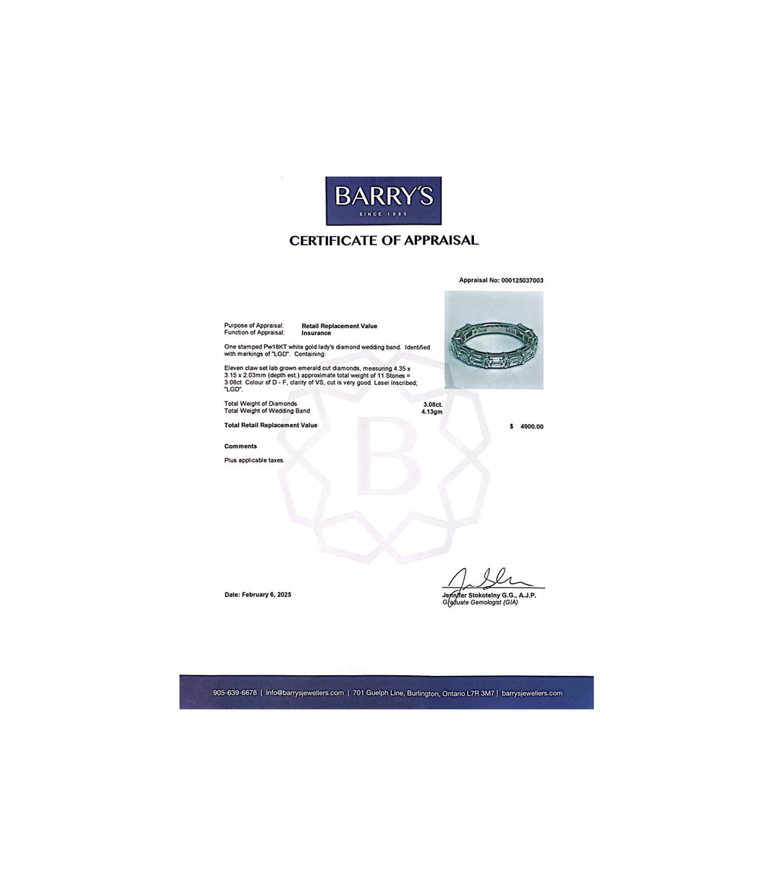 18kt White Gold Lab Grown Emerald Cut Diamond Band