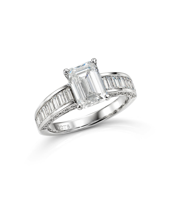 18kt White Gold Lab Grown Emerald Cut Diamond Ring