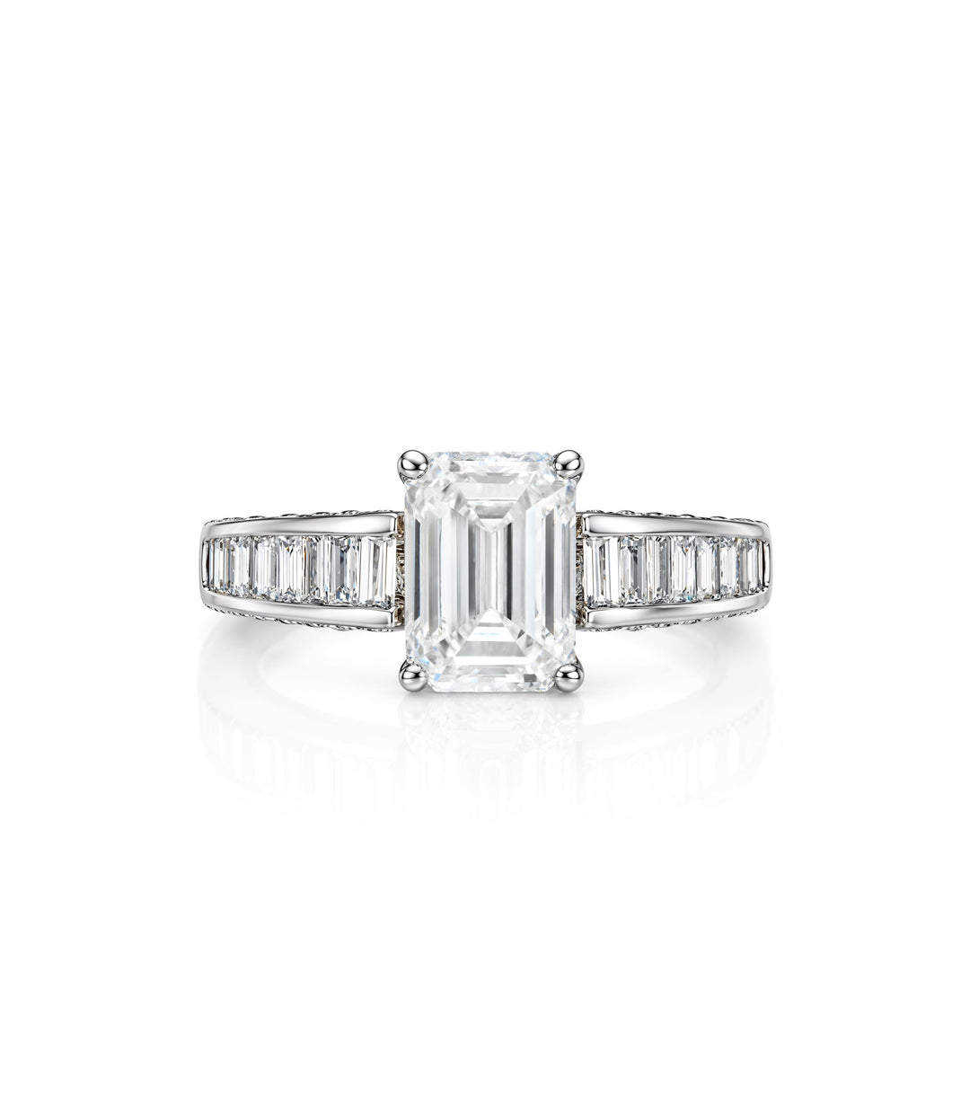18kt White Gold Lab Grown Emerald Cut Diamond Ring