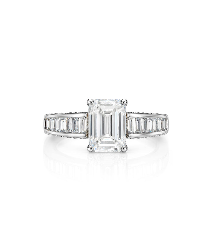 18kt White Gold Lab Grown Emerald Cut Diamond Ring