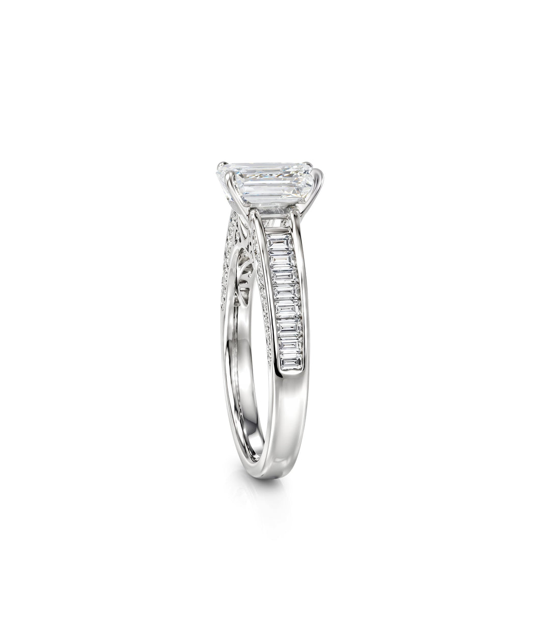 18kt White Gold Lab Grown Emerald Cut Diamond Ring