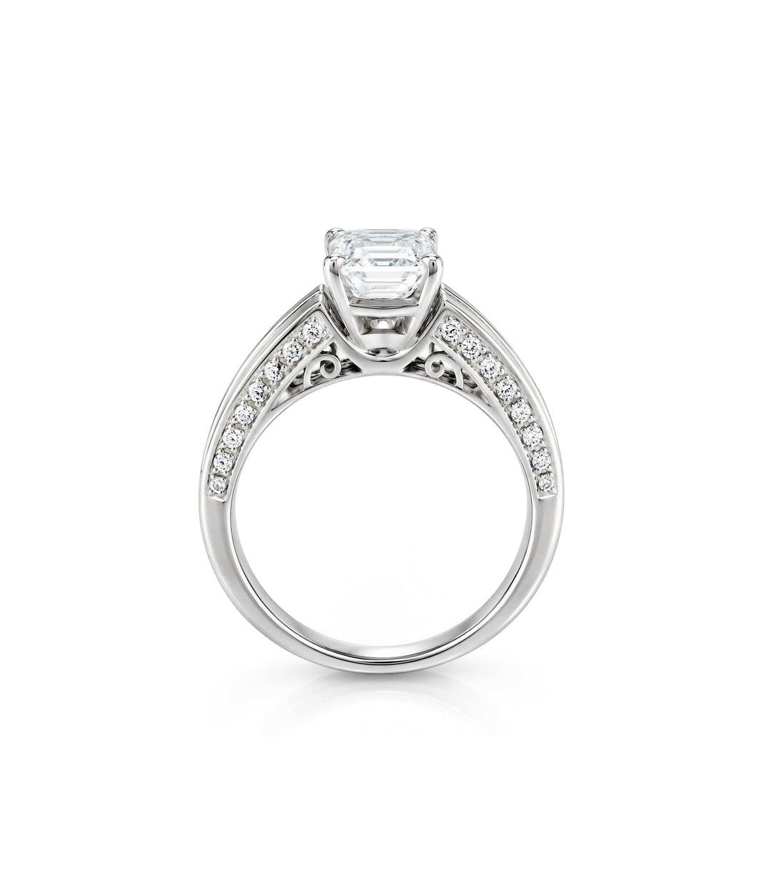 18kt White Gold Lab Grown Emerald Cut Diamond Ring