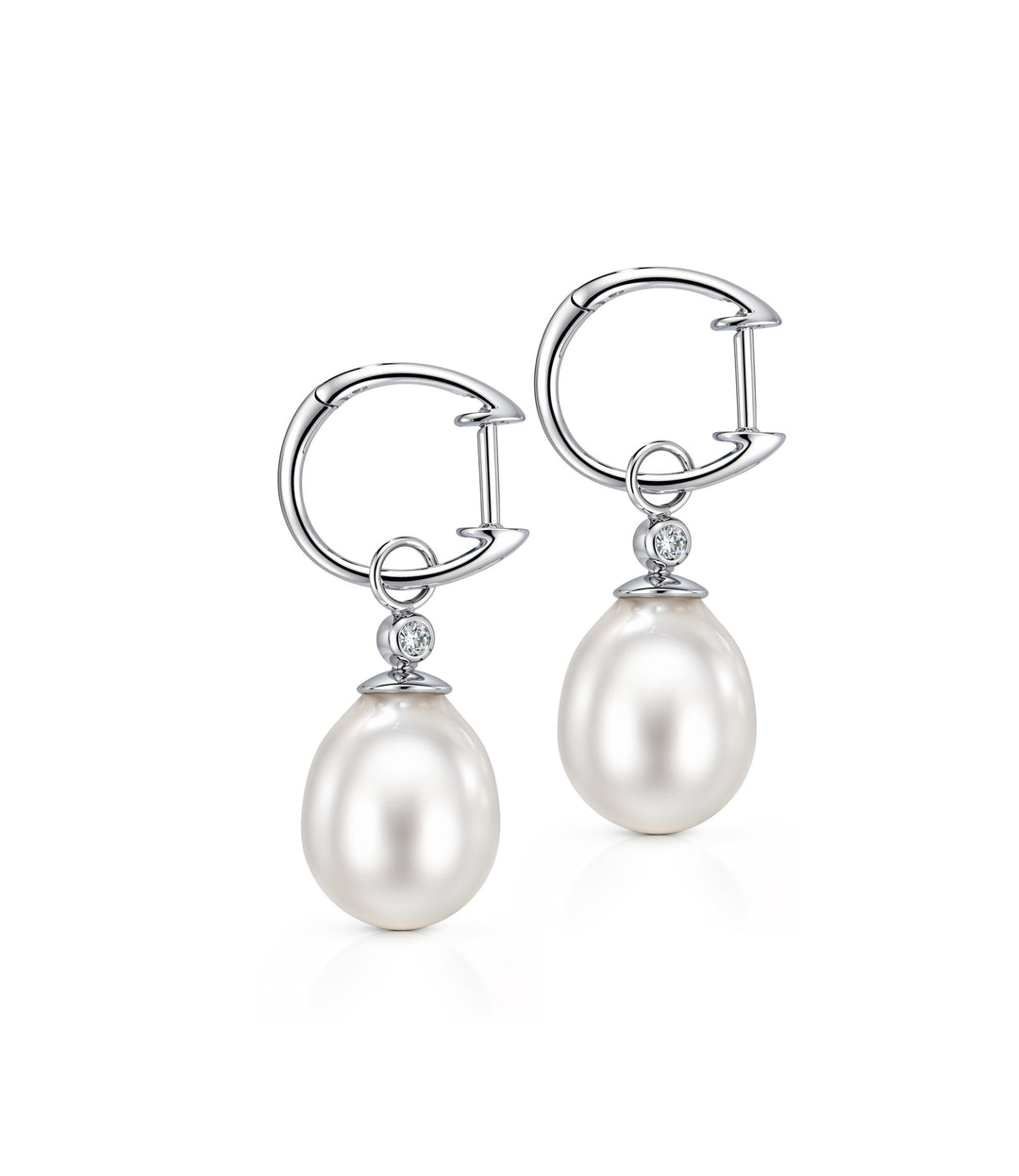 18kt White Gold Pearl Diamond Earrings