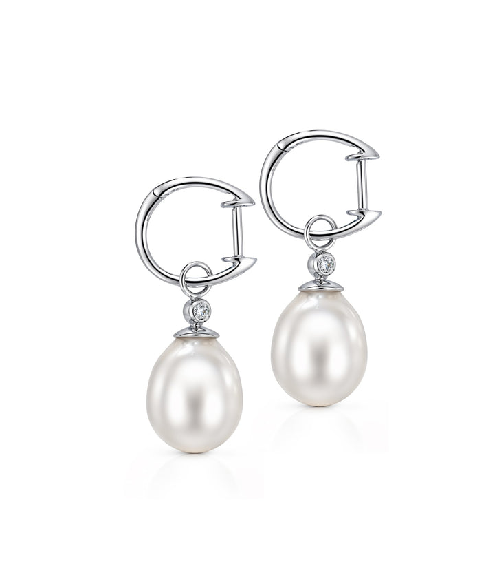 18kt White Gold Pearl Diamond Earrings