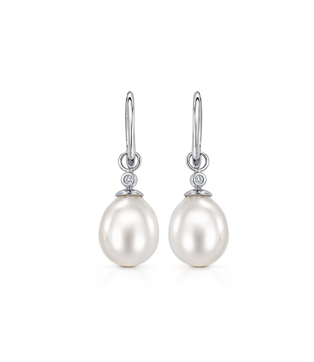 18kt White Gold Pearl Diamond Earrings
