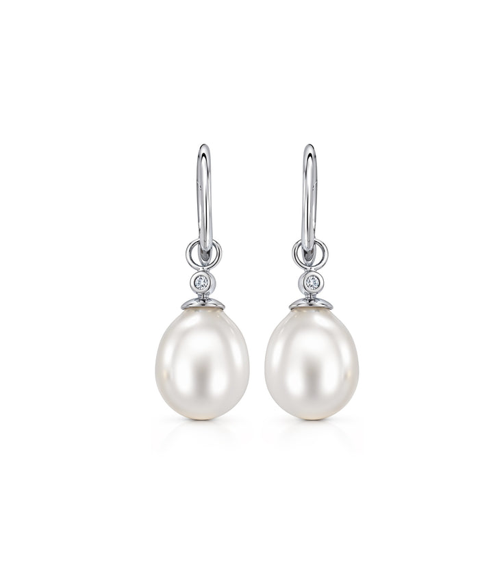 18kt White Gold Pearl Diamond Earrings