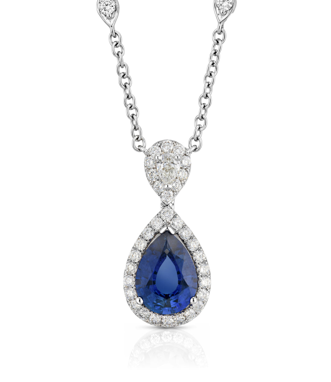 18kt White Gold Sapphire Diamond Pendant