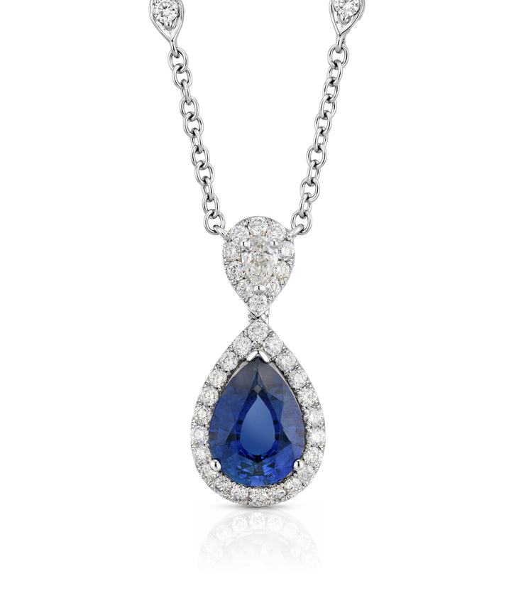 18kt White Gold Sapphire Diamond Pendant