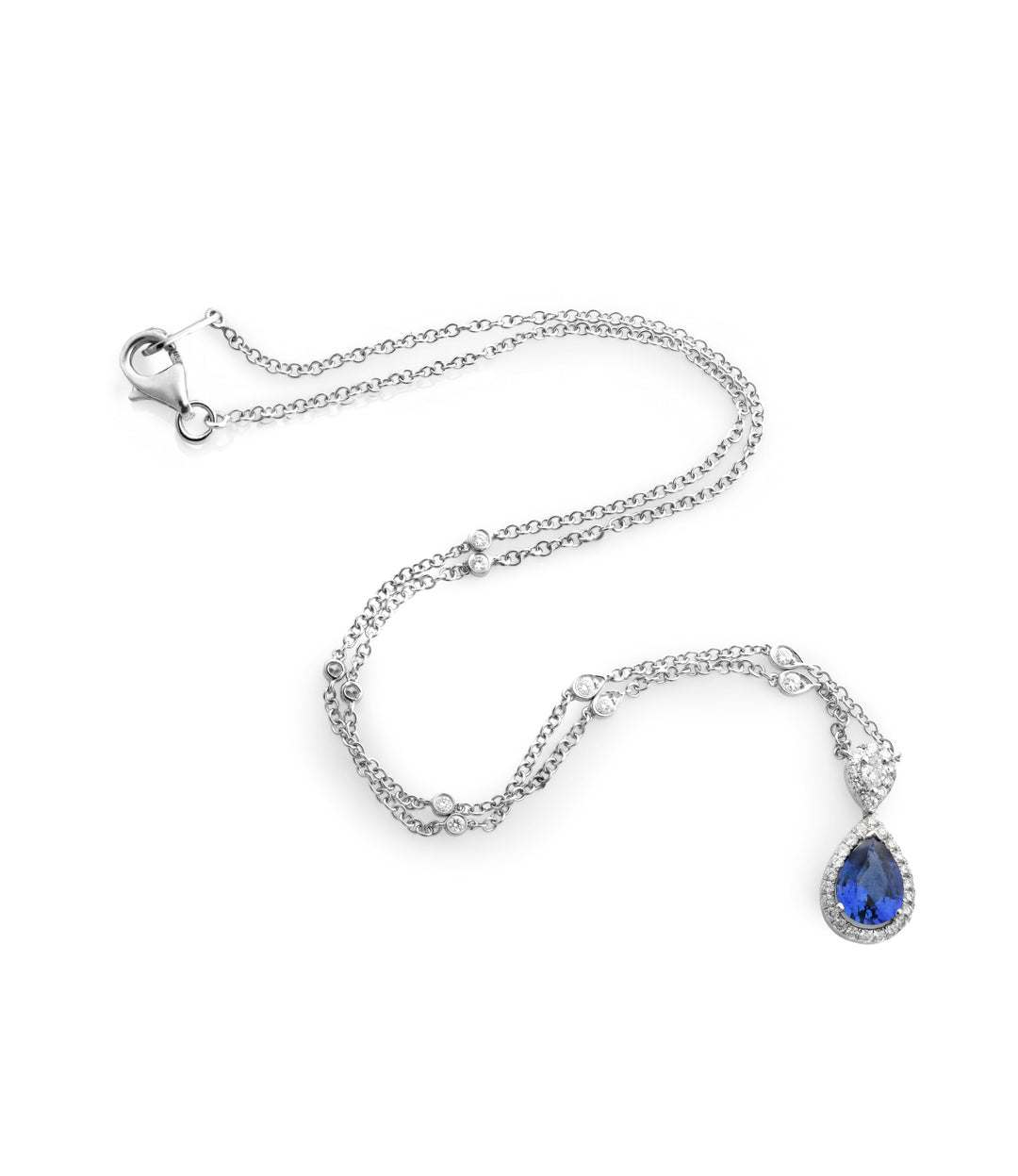 18kt White Gold Sapphire Diamond Pendant