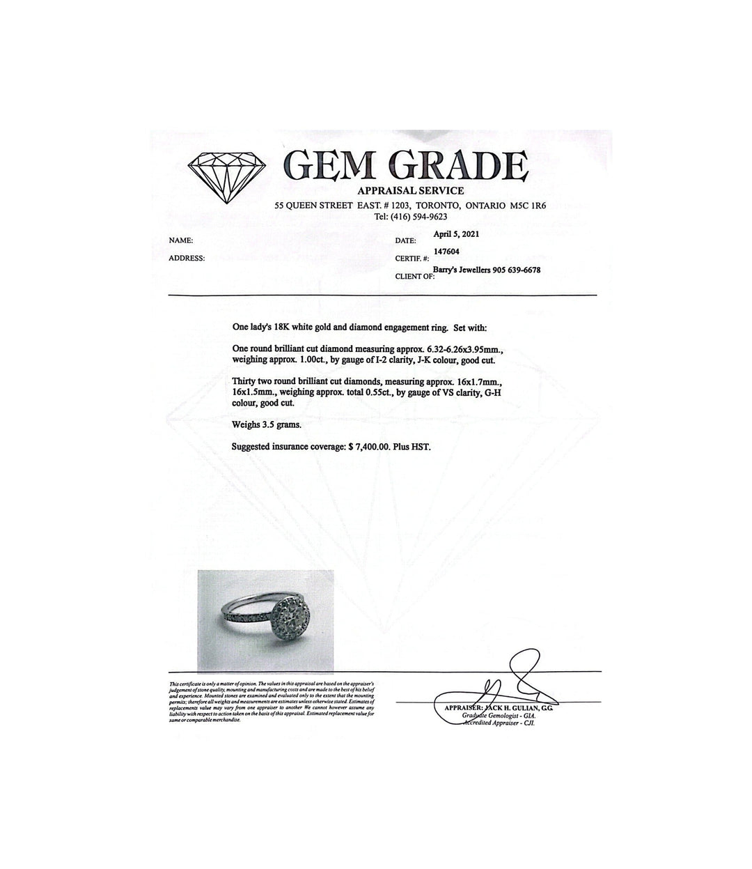 18kt White Gold Tacori Diamond Ring