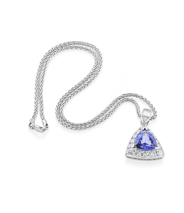 18kt White Gold Tanzanite Diamond Pendant