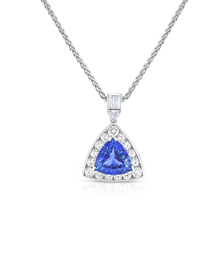 18kt White Gold Tanzanite Diamond Pendant