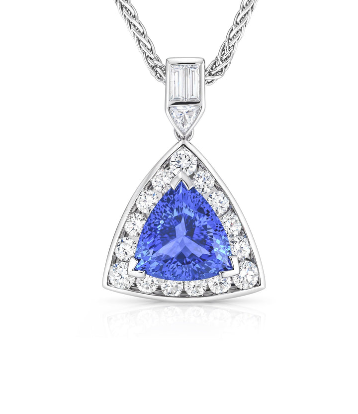 18kt White Gold Tanzanite Diamond Pendant