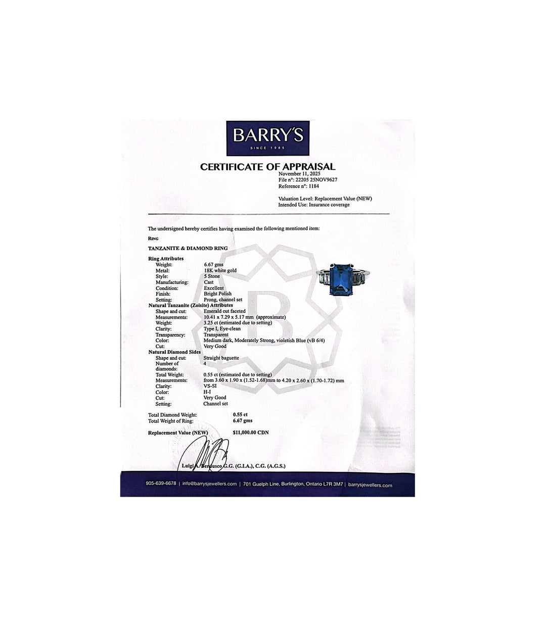 18kt White Gold Tanzanite Diamond Ring