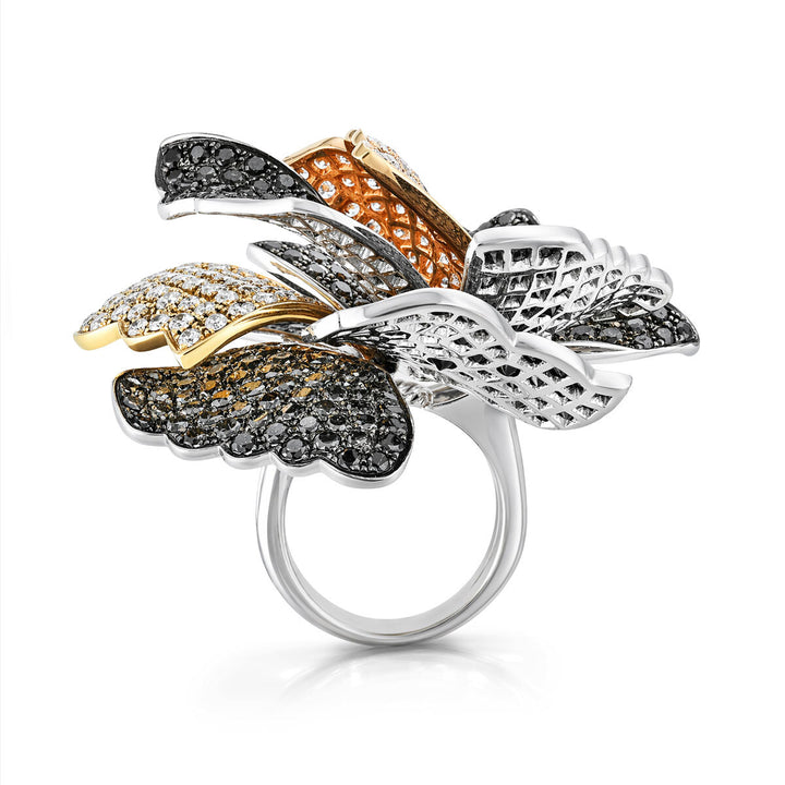 18kt Black Diamond Flower Ring