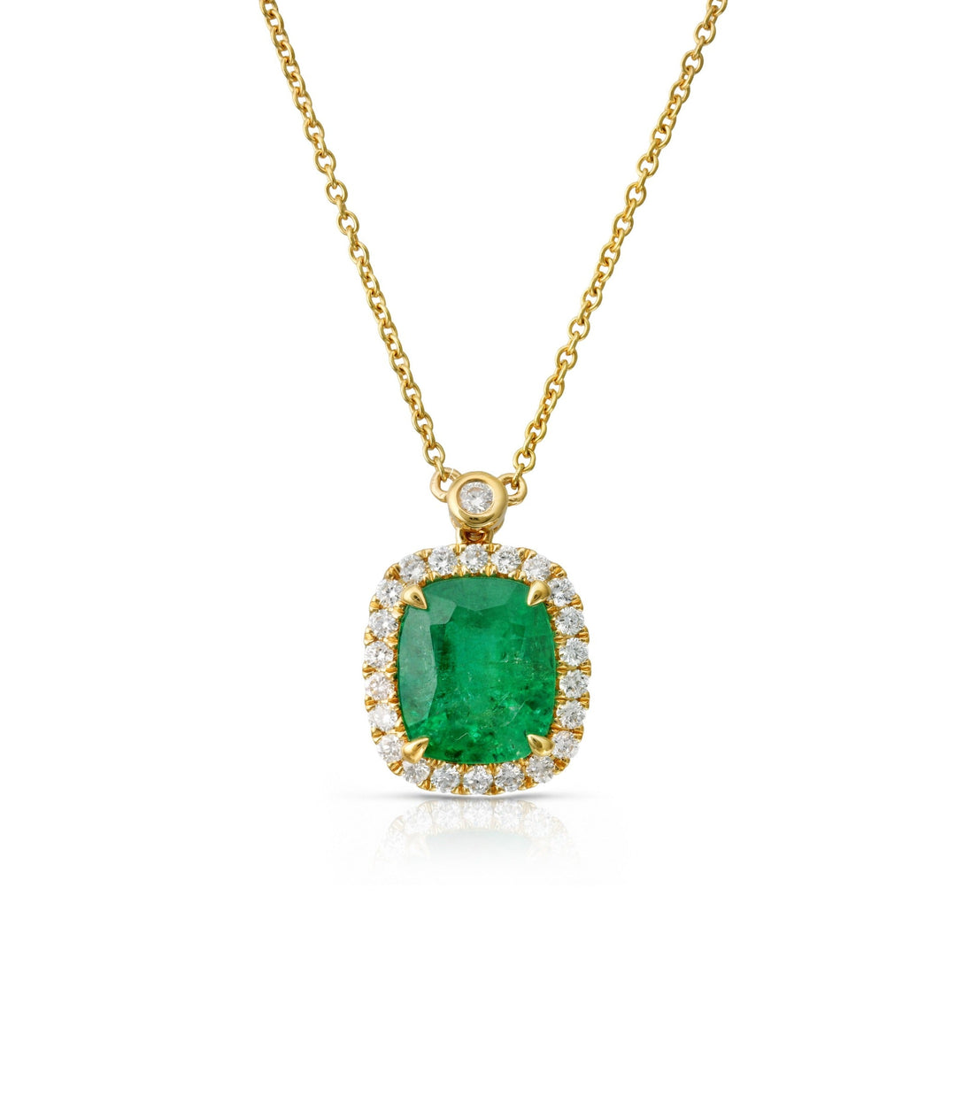 18kt Yellow Gold Emerald Diamond Pendant