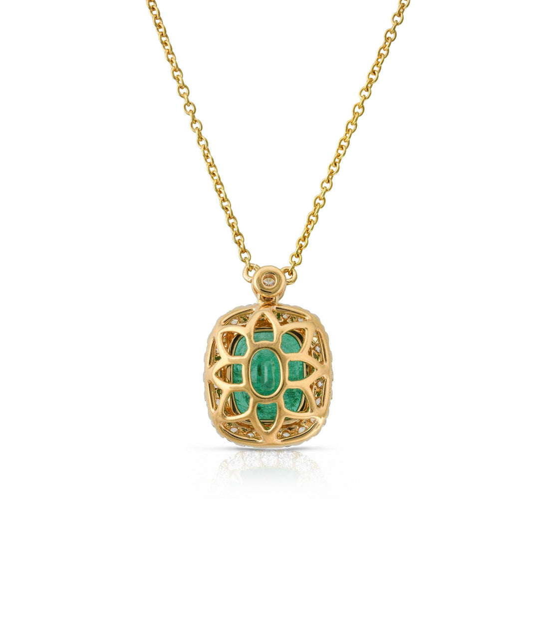 18kt Yellow Gold Emerald Diamond Pendant