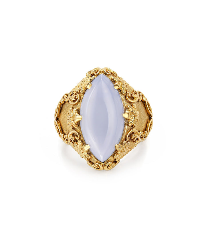 18kt Yellow Gold Estate Chalcedony Ring